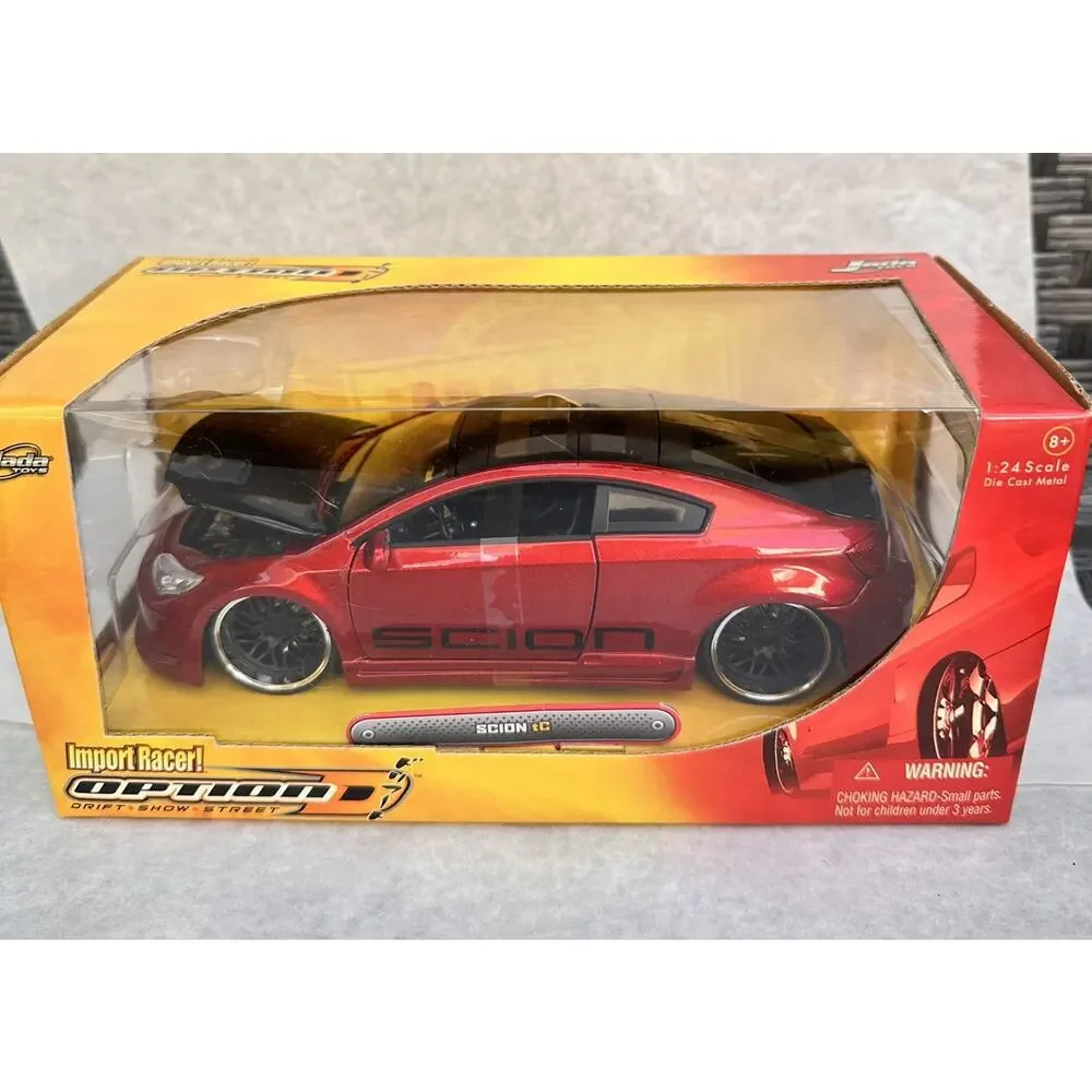 A45 NEW Jada Toys - Red SCION tC Import Racer Option D - 1:24 Die Cast, Sealed